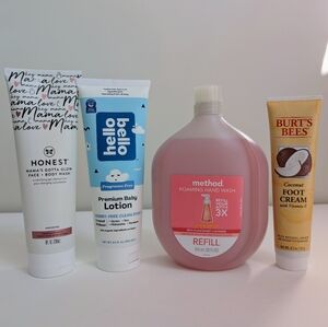 NEW BUNDLE Hello Bello Baby Lotion, Honest Company, Burt's Bees Method Skincare